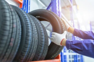 Tires in a tire store, Spare tire car, Seasonal tire change, Car